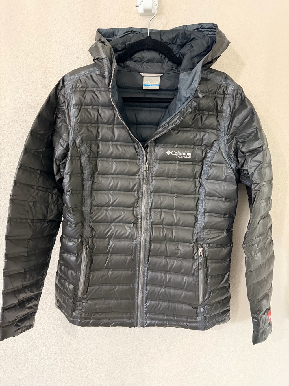 Columbia Titanium Black Quilted Hooded Puffer